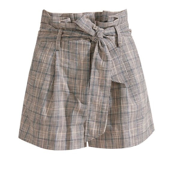 NWT Veronica Beard blue & cream plaid cotton wool blend shorts, 4 - Picture 5 of 7